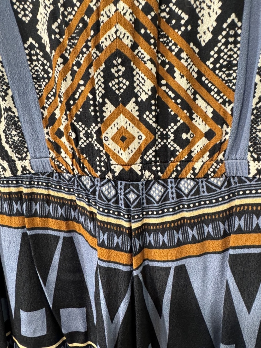 NWOT Hale Bob Black, White & Purple Tribal Printed Romper Zipper Back Tie Front - Picture 10 of 15